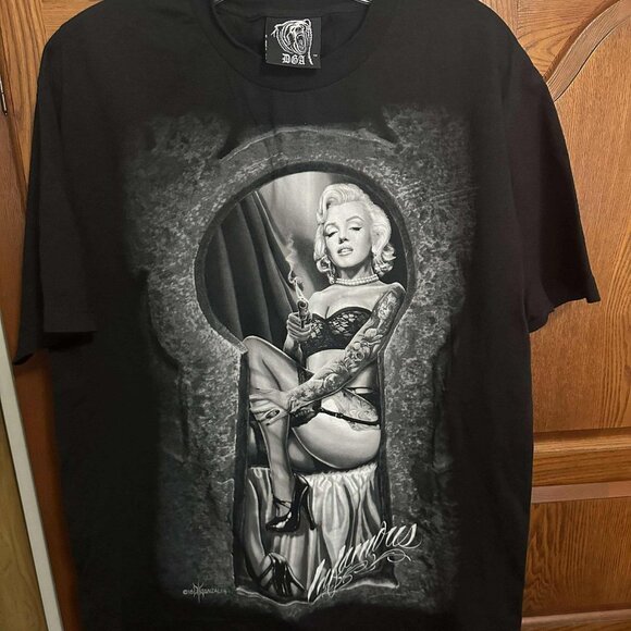 DGA EUC men's size large black infamous Marilyn Monroe short sleeve tee shirt - Picture 1 of 4